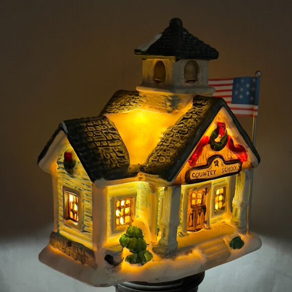 Cobblestone Corners Ceramic Christmas Village Country School Holiday Decor Y2K - Picture 1 of 13